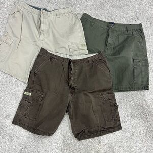 Men's Cargo Shorts - Khaki, Dark Green, and Dark Brown